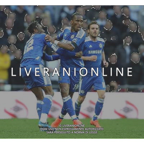 Chelsea\'s Didier Drogba celebrates scoring his sides first goal 1-0 Football - FA Challenge Cup Semi Final - Tottenham Hotspur v Chelsea - Sunday 15th April 2012 - Wembley - London © CameraSport - 43 Linden Ave. Countesthorpe. Leicester. England. LE8 5PG - Tel: +44 (0) 116 277 4147 - admin@camerasport.com - www.camerasport.com AG ALDO LIVERANI S A S ONLY ITALY