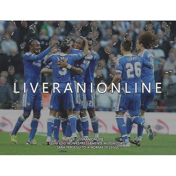 Chelsea\'s Didier Drogba celebrates scoring his sides first goal 1-0 Football - FA Challenge Cup Semi Final - Tottenham Hotspur v Chelsea - Sunday 15th April 2012 - Wembley - London © CameraSport - 43 Linden Ave. Countesthorpe. Leicester. England. LE8 5PG - Tel: +44 (0) 116 277 4147 - admin@camerasport.com - www.camerasport.com AG ALDO LIVERANI S A S ONLY ITALY