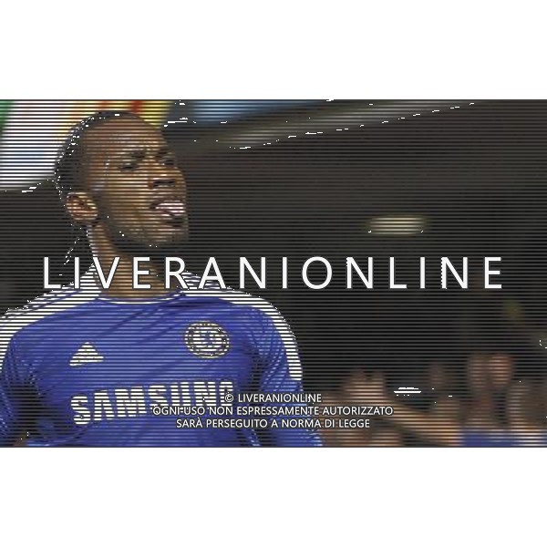 Chelsea\'s Didier Drogba celebrates scoring his sides first goal 1-0 Football - UEFA Champions League Semi-Final First Leg - Chelsea v Barcelona - Wednesday 18th April 2012 - Stamford Bridge - London © CameraSport - 43 Linden Ave. Countesthorpe. Leicester. England. LE8 5PG - Tel: +44 (0) 116 277 4147 - admin@camerasport.com - www.camerasport.com USE EDITORIAL ONLY - AG ALDO LIVERANI SAS - ITALY ONLY -