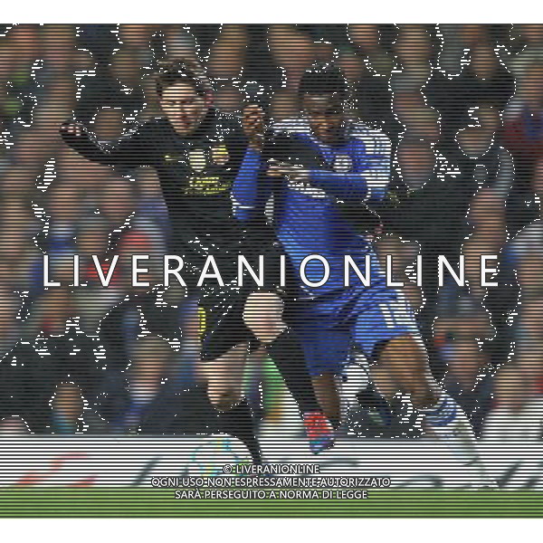 Barcelona\'s Lionel Messi battles with Chelsea\'s Mikel John Obi Football - UEFA Champions League Semi-Final First Leg - Chelsea v Barcelona - Wednesday 18th April 2012 - Stamford Bridge - London © CameraSport - 43 Linden Ave. Countesthorpe. Leicester. England. LE8 5PG - Tel: +44 (0) 116 277 4147 - admin@camerasport.com - www.camerasport.com USE EDITORIAL ONLY - AG ALDO LIVERANI SAS - ITALY ONLY -