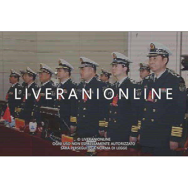 (120422) -- QINGDAO, April 22, 2012 () -- Military officers of the Navy of the Chinese People\'s Liberation Army attend the starting ceremony of the Russia-China joint naval exercise in Qingdao, east China\'s Shandong Province, April 22, 2012. The Russia-China joint naval exercise, scheduled to be held from April 22 to 27 in the Yellow Sea of the Pacific Ocean, officially started on Sunday morning. The drill involves a total of 16 vessels and two submarines from the Chinese Navy and four warships from the Russian Navy\'s Pacific Fleet as well as three supply ships. The exercise will focus on joint maritime air defense and defense of marine traffic arteries, including subjects of joint escort, maritime search and rescue, anti-submarine tactics as well as joint effort to rescue hijacked vessels. (/Zha Chunming) (lfj) ©photoshot/AG ALDO LIVERANI SAS - ITALY ONLY -