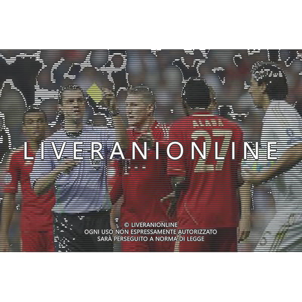 Bayern Munchen\'s David Alaba yellow card during Champions League match on april 25th 2012. Photo: Cesar Cebolla / ALFAQUI AG ALDO LIVERANI S A S ONLY ITALY