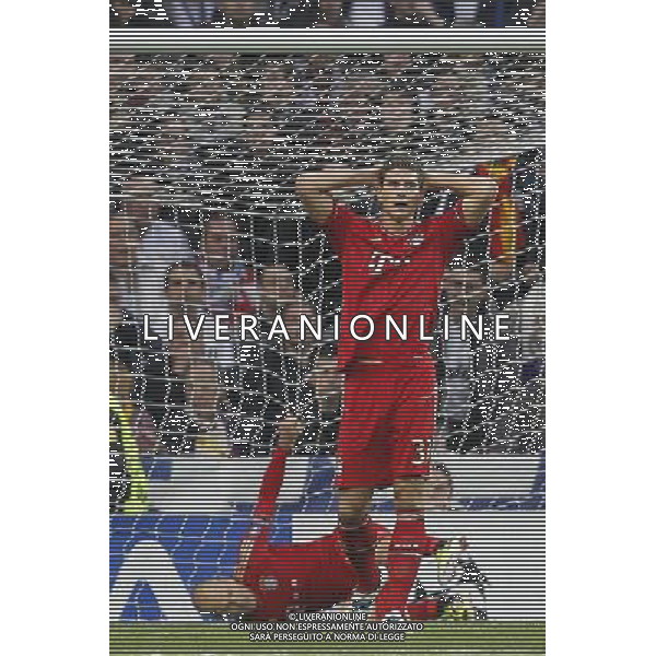 Bayern Munich\'s Mario Gomez and Arjen Robben during Champions League match on april 25th 2012. Photo: Cesar Cebolla / ALFAQUI