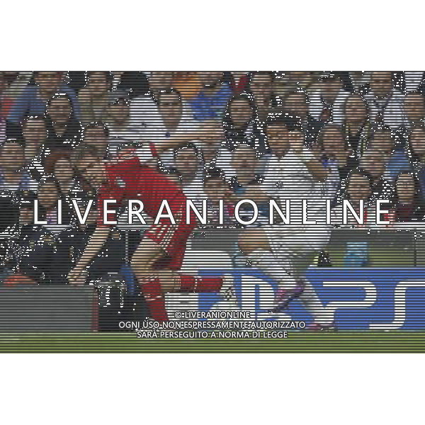 Real Madrid\'s Marcelo and Bayern Munich\'s Philipp Lahm during Champions League match on april 25th 2012. Photo: Cesar Cebolla / ALFAQUI