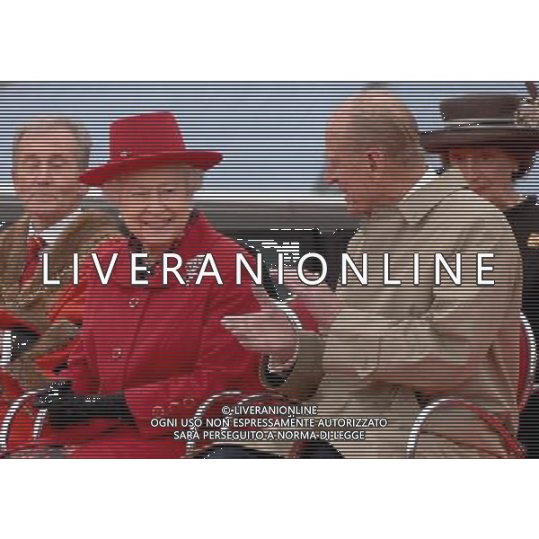 Her Majesty The Queen, accompanied by His Royal Highness The Duke of Edinburgh, visit the Royal Borough of Greenwich and walk around the Cutty Sark. 25-04-2-12 ©photoshot/AGENZIA ALDO LIVERANI SAS - ITALY ONLY - REALI INGLESI: Sua Maesta\' la Regina Elisabetta II d\'inghilterra in visita al Museo Nazionale della Marina