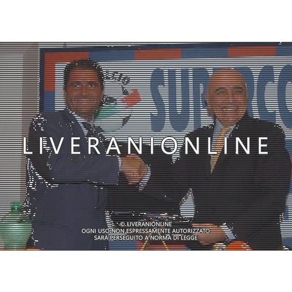 Milano Lega Calcio 28/06/2004 Conferenza Stampa Presentazione Supercoppa Tim 2004 nella foto Adriano Galliani e Marco De Benedetti foto gigi arcaini/agenzia aldo liverani