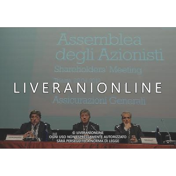 TRIESTE 28/4/2012 ASSEMBLEA DEGLI AZIONISTI DELLE GENERALI NELLA FOTO GABRIELE GALATERI DI GIANOLA, GIOVANNI PERISSINOTTO E SERGIO BALBINOT FOTO ROMANO/AG ALDO LIVERANI