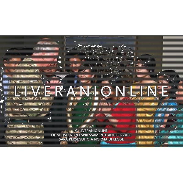 The Prince of Wales meets the wives of servicemen during a reception as he visits to The First Battalion The Royal Gurkha Rifles at Sir John Moore Barracks, in Folkestone, Kent. ©photoshot/AGENZIA ALDO LIVERANI SAS - ITALY ONLY - REALI INGLESI: Carlo d\'inghilterra, Principe di Galles, durante una visita al primo battaglione The Rifles Gurkha Reali della caserma Sir John Moore, in Folkestone nel Kent. 