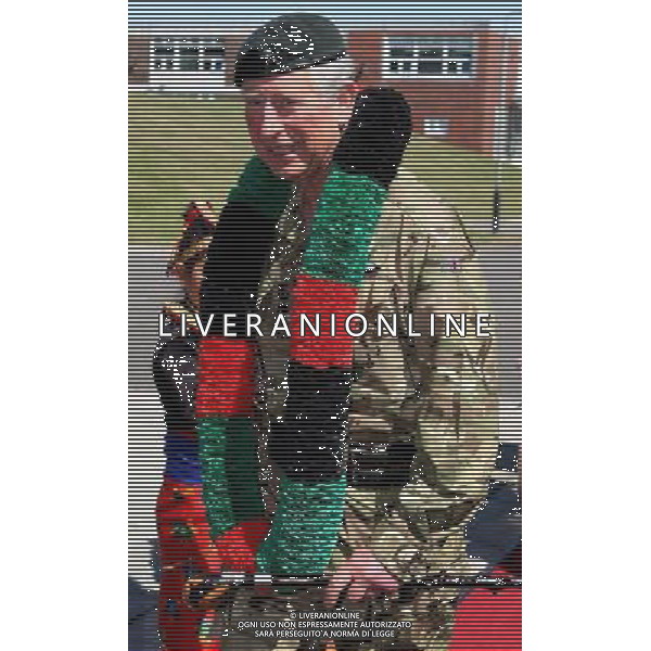 The Prince of Wales is presented with a Garland on his arrival at the First Battalion The Royal Gurkha Rifles at Sir John Moore Barracks, in Folkestone, Kent. ©photoshot/AGENZIA ALDO LIVERANI SAS - ITALY ONLY - REALI INGLESI: Carlo d\'inghilterra, Principe di Galles, durante una visita al primo battaglione The Rifles Gurkha Reali della caserma Sir John Moore, in Folkestone nel Kent. 