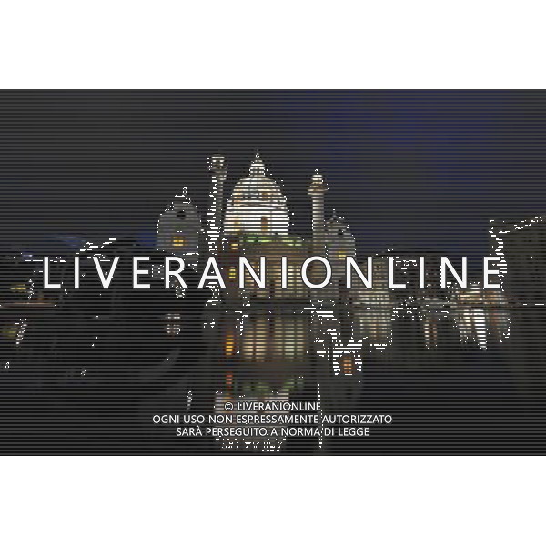 (120505) -- VIENNA, May 5, 2012 () -- The St. Charles\'s Church is seen at night in Vienna, Austria, May 5, 2012. The church, built in 1737, is one of the most outstanding baroque church structures, and boasts a dome in the form of an elongated ellipsoid. (/Xu Liang) AG ALDO LIVERANI S A S ONLY ITALY