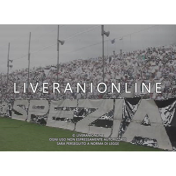 LA SPEZIA 06/05/2012 - SPEZIA VS LATINA - NELLA FOTO: FESTEGGIAMENTI IN CURVA SPEZIA - FOTO NANDO VESCUSIO / AGENZIA ALDO LIVERANI