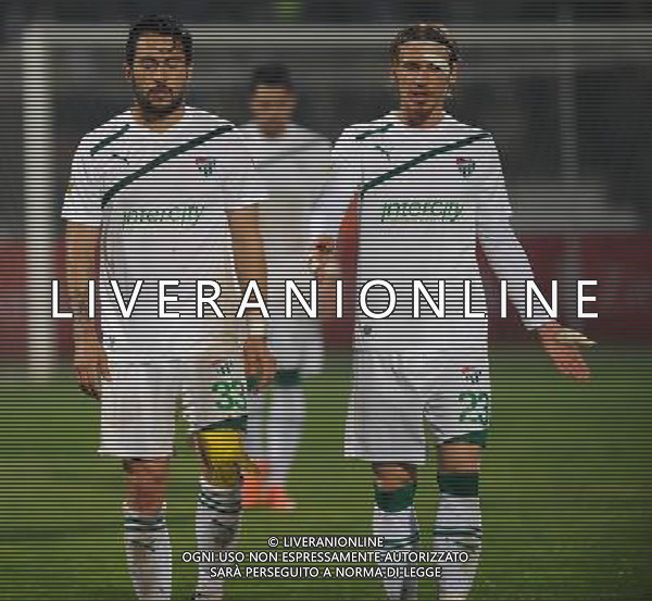 Ziraat Turkish Cup Final Match between Bursaspor and Fenerbahce at 19 mayis Stadium in Ankara on may 16, 2012. Scored: Bursaspor 0 - Fenerbahce 4 Pictured: Ozan Ipek (L) and Serdar Aziz of Bursaspor. PUCHAR TURCJI LIGA TURECKA FINAL SEZON 2011/2012 PILKA NOZNA FOT.SESKIM PHOTO/NEWSPIX.PL TURKEY, GERMANY, AUSTRIA AND UK OUT !!! --- Newspix.pl /AGF ALDO LIVERANI SAS - ITALY ONLY - *** Local Caption *** .