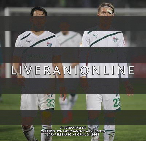Ziraat Turkish Cup Final Match between Bursaspor and Fenerbahce at 19 mayis Stadium in Ankara on may 16, 2012. Scored: Bursaspor 0 - Fenerbahce 4 Pictured: Ozan Ipek (L) and Serdar Aziz of Bursaspor. PUCHAR TURCJI LIGA TURECKA FINAL SEZON 2011/2012 PILKA NOZNA FOT.SESKIM PHOTO/NEWSPIX.PL TURKEY, GERMANY, AUSTRIA AND UK OUT !!! --- Newspix.pl /AGF ALDO LIVERANI SAS - ITALY ONLY - *** Local Caption *** .