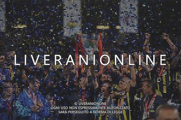Ziraat Turkish Cup Final Match between Bursaspor and Fenerbahce at 19 mayis Stadium in Ankara on may 16, 2012. Scored: Bursaspor 0 - Fenerbahce 4 Pictured: Fenerbahce players celebrate with the trophy after the match. PUCHAR TURCJI LIGA TURECKA FINAL SEZON 2011/2012 PILKA NOZNA FOT.SESKIM PHOTO/NEWSPIX.PL TURKEY, GERMANY, AUSTRIA AND UK OUT !!! --- Newspix.pl /AGF ALDO LIVERANI SAS - ITALY ONLY - *** Local Caption *** .