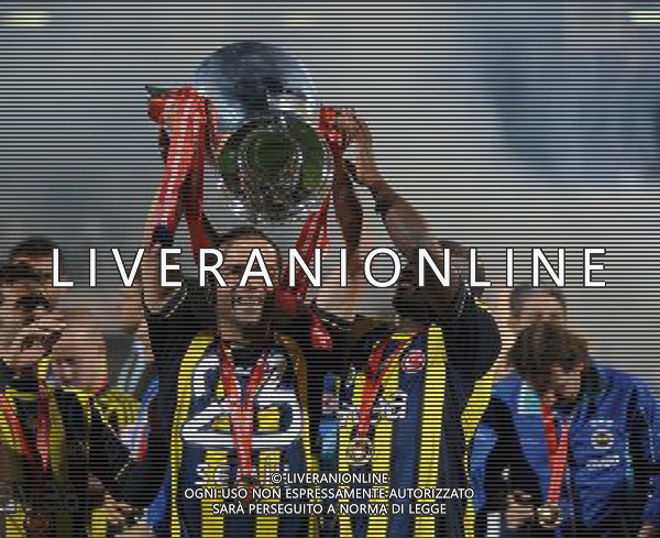 Ziraat Turkish Cup Final Match between Bursaspor and Fenerbahce at 19 mayis Stadium in Ankara on may 16, 2012. Scored: Bursaspor 0 - Fenerbahce 4 Pictured: Fenerbahce players ( Semih Senturk ) celebrate with the trophy after the match. PUCHAR TURCJI LIGA TURECKA FINAL SEZON 2011/2012 PILKA NOZNA FOT.SESKIM PHOTO/NEWSPIX.PL TURKEY, GERMANY, AUSTRIA AND UK OUT !!! --- Newspix.pl /AGF ALDO LIVERANI SAS - ITALY ONLY - *** Local Caption *** .