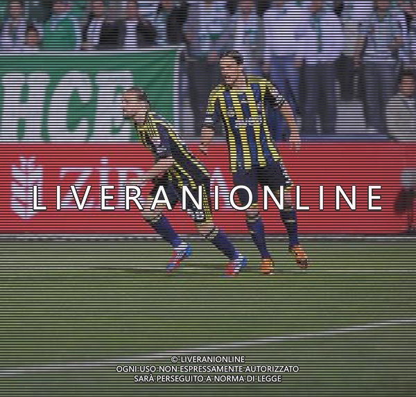 Ziraat Turkish Cup Final Match between Bursaspor and Fenerbahce at 19 mayis Stadium in Ankara on may 16, 2012. Scored: Bursaspor 0 - Fenerbahce 4 Pictured: Caner Erkin (L) and Reto Ziegler of Fenerbahce. PUCHAR TURCJI LIGA TURECKA FINAL SEZON 2011/2012 PILKA NOZNA FOT.SESKIM PHOTO/NEWSPIX.PL TURKEY, GERMANY, AUSTRIA AND UK OUT !!! --- Newspix.pl /AGF ALDO LIVERANI SAS - ITALY ONLY - *** Local Caption *** .