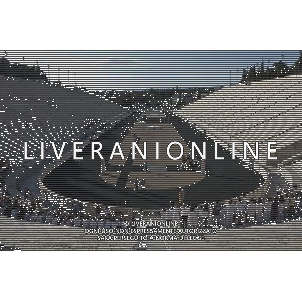 (120517) -- ATHENS, May 17, 2012 () -- Photo taken on May 16, 2012 shows the view of the dress rehearsal for the flame handover ceremony of the London 2012 Olympic Games, at the Panathenaic Stadium, Greece. The official handover ceremony of the Sacred Flame will take place on Thursday. (/Liu Yongqiu) (bxf) ©photoshot/AGENZIA ALDO LIVERANI SAS - ITALY ONLY - Prova generale della cerimonia di consegna della fiamma sacra olimpica dei Giochi olimpici di Londra 2012, che si svolgera\' presso lo Stadio Panatenee, dove si sono svolte le prime Olimpiadi moderne nel 1896, Atene, Grecia, 16 maggio 2012.