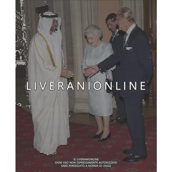 Her Majesty The Queen, accompanied by His Royal Highness The Duke of Edinburgh, gave a lunch at Windsor Castle for Sovereign Monarchs to commemorate her Diamond Jubilee. The Queen and The Duke of Edinburgh greeted their guests inside the Grand Vestibule, before joining them at a pre-lunch reception.THE CROWN PRINCE OF ABU DHABI .. ©photoshot/Agenzia Aldo Liverani Sas - ITALY ONLY - REALI INGLESI: La regina d\'inghilterra incontra Re e regine, sovrani e capi di stato di 26 paesi stranieri al Castello di Windsor per un pranzo di celebrazione del Giubileo di diamante a Londra