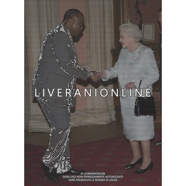 Her Majesty The Queen, accompanied by His Royal Highness The Duke of Edinburgh, gave a lunch at Windsor Castle for Sovereign Monarchs to commemorate her Diamond Jubilee. The Queen and The Duke of Edinburgh greeted their guests inside the Grand Vestibule, before joining them at a pre-lunch reception..KING MSWATI 111 OF SWAZILAND . ©photoshot/Agenzia Aldo Liverani Sas - ITALY ONLY - REALI INGLESI: La regina d\'inghilterra incontra Re e regine, sovrani e capi di stato di 26 paesi stranieri al Castello di Windsor per un pranzo di celebrazione del Giubileo di diamante a Londra