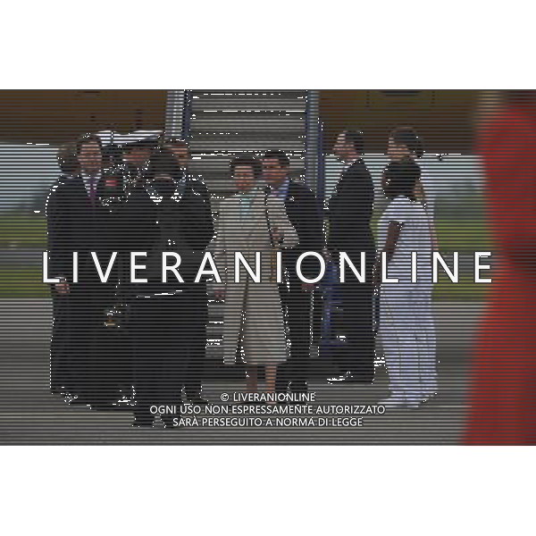 Princess Anne (centre) followed by Lord Coe during the ceremony to mark the arrival of the Olympic flame, at RNAS Culdrose, Cornwall. ©photoshot/Agenzia Aldo Liverani Sas - ITALY ONLY - Arrivo dell\'aereo che ha trasportato la fiamma olimpica delle Olimpiadi di londra 2012, fino alla base aerea RNAS Culdrose in Cornovaglia, Gran Bretagna, 18 maggio 2012 