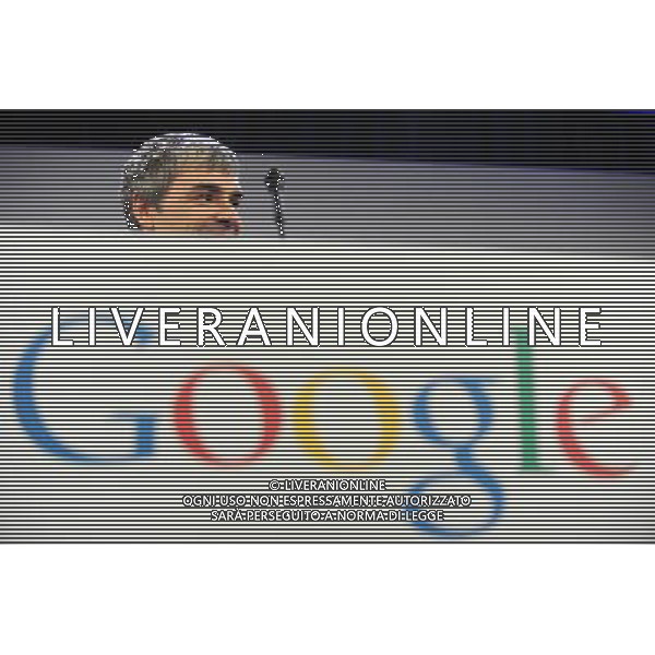 Google CEO Larry Page holds a press annoucement at Google headquarters in New York on May 21, 2012. Google announced that it will allocate 22,000 square feet of its New York headquarters to CornellNYC Tech university, free of charge for five years and six month or until the university completes its campus in New York. ©photoshot/AGENZIA ALDO LIVERANI SAS - ITALY ONLY - Comunicato stampa al quartier generale di Google a New York il 21 maggio 2012. Google ha annunciato che stanziera\' 22.000 metri quadrati della sua sede di New York per CornellNYC Tech University, a titolo gratuito per cinque anni e sei mesi o fino al completamento del campus universitario a New York.