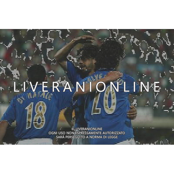 CAMPOBASSO 03/06/2003 ITALIA - IRLANDA DEL NORD AMICHEVOLE NELLA FOTO DELVECCHIO MARCO ESULTANTE FOTO PECORARO/AGENZIA ALDO LIVERANI