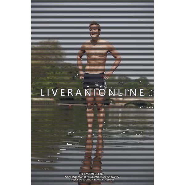 Adventurer Ben Fogle poses for photographs in the Serpentine lake in Hyde Park to announce his latest challenge to swin across the Atlantic Ocean on May 23, 2012 in London, England. Mr Fogle will undertake the 3000 mile swim next year in his bid to become the second person to achieve the feat. ©PHOTOSHOT/ALDO LIVERANI SAS ITALY ONLY