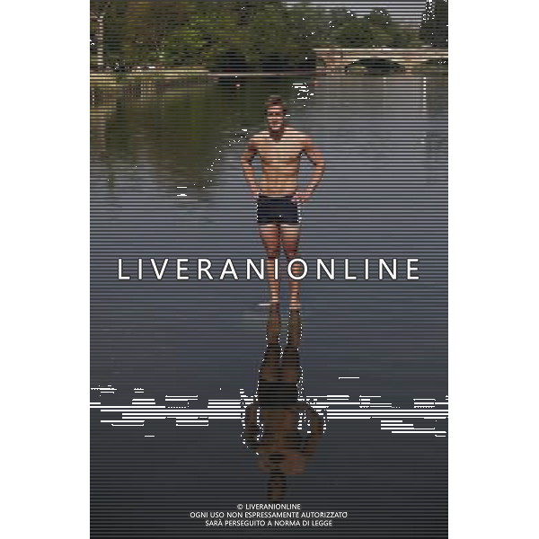 Adventurer Ben Fogle poses for photographs in the Serpentine lake in Hyde Park to announce his latest challenge to swin across the Atlantic Ocean on May 23, 2012 in London, England. Mr Fogle will undertake the 3000 mile swim next year in his bid to become the second person to achieve the feat. ©PHOTOSHOT/ALDO LIVERANI SAS ITALY ONLY