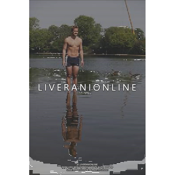 Adventurer Ben Fogle poses for photographs in the Serpentine lake in Hyde Park to announce his latest challenge to swin across the Atlantic Ocean on May 23, 2012 in London, England. Mr Fogle will undertake the 3000 mile swim next year in his bid to become the second person to achieve the feat. ©PHOTOSHOT/ALDO LIVERANI SAS ITALY ONLY