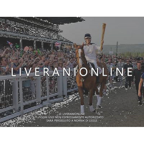  Zara Phillips on Toytown with the Olympic torch at Cheltenham Racecourse as part of the Olympic Torch Evening celebrations Date 23rd May 2012 AG ALDO LIVERANI S A S ONLY ITALY