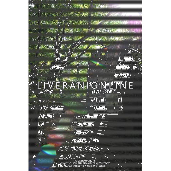 (120530) -- DEQING, May 30, 2012 () -- Photo taken on May 29, 2012 shows a chapel built in 1923 on the Mogan Mountain in Deqing County, east China\'s Zhejiang Province. Foreigners began to build villas on the Mogan Mountain since 1896 because of its coolness and quietness. More than 250 villas, temples and chapels are preserved on the mountain. The buildings represent the architectural styles of China, Britain, Russia, the United States, France and Germany, winning the name of \'world modern architecture museum\'. The Mogan villas were listed in the six batch of national key cultural relics units of protection in May 2006. The Mogan Mountain was also selected by the New York Times as one of the 45 Places to Go in 2012. (/Tan Jin) (zkr) ©photoshot/AGENZIA ALDO LIVERANI SAS - ITALY ONLY - Piu\' di 250 ville, templi e cappelle sono conservate sulla montagna nel Monte Mogan in Deqing County, a est della Cina provincia di Zhejian 30 maggio 2012