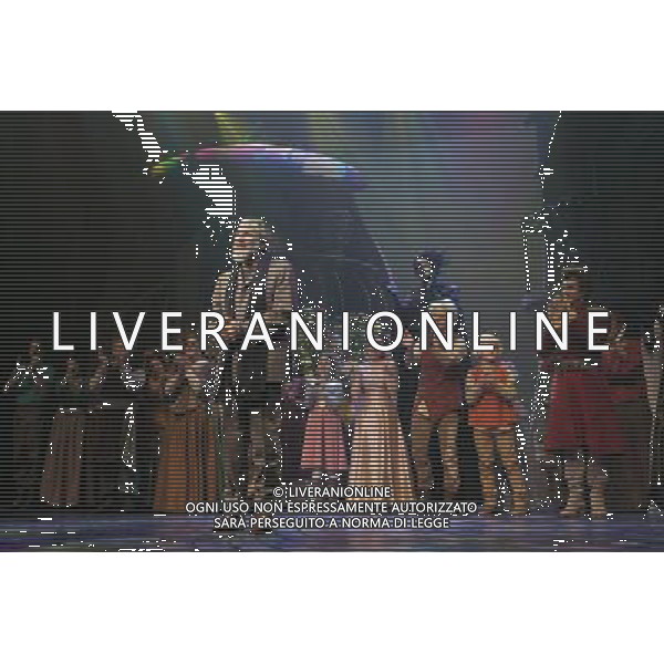 Curtain call of the world premiere of Cat Stevens\' ( Yusuf Islam ) musical fantasy Moonshadow. Cat Stevens joined the cast on stage. Princess Theatre, Melbourne, Australia. 31st May 2012. ©PHOTOSHOT/AG ALDO LIVERANI SAS - ITALY ONLY - *** Local Caption *** ..