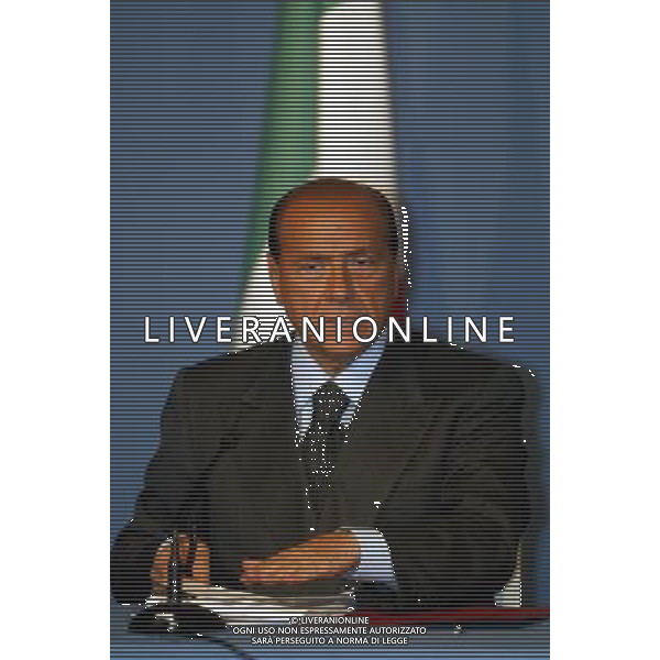 EVIAN (FR) 02/06/03 SUMMIT G8 CONFERENZA STAMPA DEL PRESIDENTE DEL CONSIGLIO DEI MINISTRI ITALIANO SILVIO BERLUSCONI NELLA FOTO SILVIO BERLUSCONI FOTO NERI BAGNAI/AG. ALDO LIVERANI