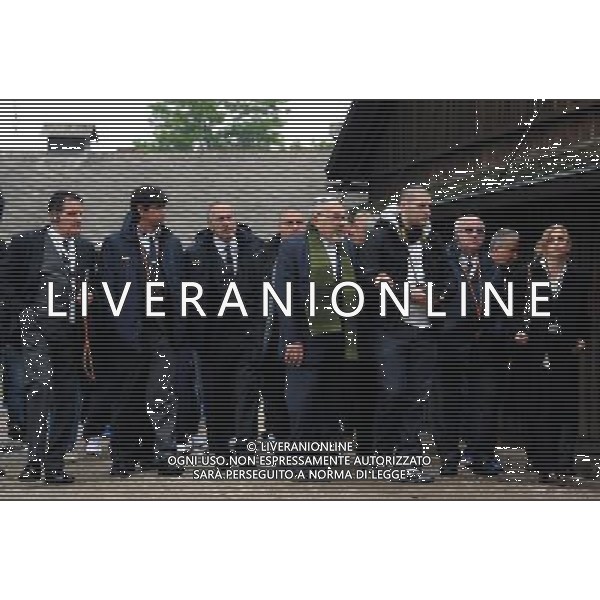 Campionati Europei UEFA 2012 Polonia/Ucraina Auschwitz (Polonia) - 06.06.2012 Visita della Nazionale a Auschwitz e Birkenau Nella Foto:arrivo della nazionale a Auschwitz Tavecchi,Albertini e Abete /Ph.Vitez-Ag. Aldo Liverani