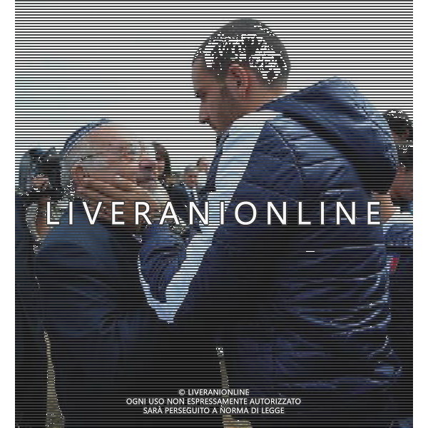 Campionati Europei UEFA 2012 Polonia/Ucraina Auschwitz (Polonia) - 06.06.2012 Visita della Nazionale a Auschwitz e Birkenau Nella Foto:bonucci abbraccia i sopravissuti /Ph.Vitez-Ag. Aldo Liverani