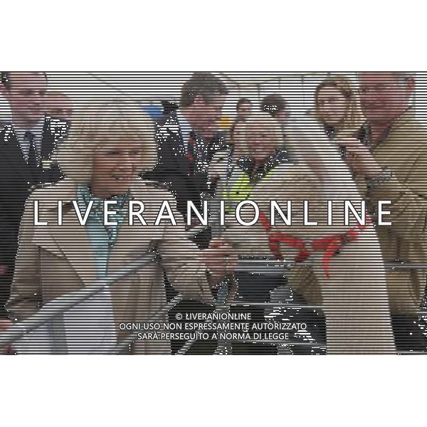 WADEBRIDGE, ENGLAND - JUNE 07: Camilla, Duchess of Cornwall meets a group of alpacas during a visit to the Cornish Young Farmer\'s Tent at the Royal Cornwall Show on June 7, 2012 in Wadebridge, England. The Duchess met members of the public and toured stands during her visit. /PHOTOSHOT/AG ALDO LIVERANI SAS - ITALY ONLY -
