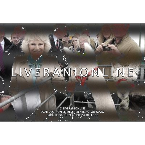 WADEBRIDGE, ENGLAND - JUNE 07: Camilla, Duchess of Cornwall meets a group of alpacas during a visit to the Cornish Young Farmer\'s Tent at the Royal Cornwall Show on June 7, 2012 in Wadebridge, England. The Duchess met members of the public and toured stands during her visit. /PHOTOSHOT/AG ALDO LIVERANI SAS - ITALY ONLY -