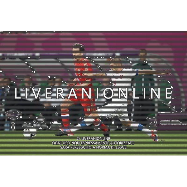 08.06.2012 WROCLAW - STADION MIEJSKI ( WROCLAW POLAND MUNICIPIAL STADIUM) PILKA NOZNA (FOOTBALL ) MISTRZOSTWA EUROPY W PILCE NOZNEJ UEFA EURO 2012 ( EUROPEAN CHAPIONSHIPS UEFA EURO 2012 ) GRUPA A ( POOL A ) MECZ ROSJA - CZECHY ( GAME CZECH REPUBLIC - RUSSIA ) NZ/: 8- KONSTANTIN ZYRYANOV ZYRJANOW (RUS) 9- JAN REZEK (CZE) FOTO JAKUB PIASECKI/CYFRASPORT/NEWSPIX.PL --- Newspix.pl /Agenzia Aldo Liverani Sas - ITALY ONLY - Russia - Repubblica Ceca Campionati Europei UEFA 2012 Polonia/Ucraina Gruppo A Wroclaw (Polonia) 08/06/2012 *** Local Caption *** www.newspix.pl mail us: info@newspix.pl call us: 0048 022 23 22 222 --- Polish Picture Agency by Ringier Axel Springer Poland