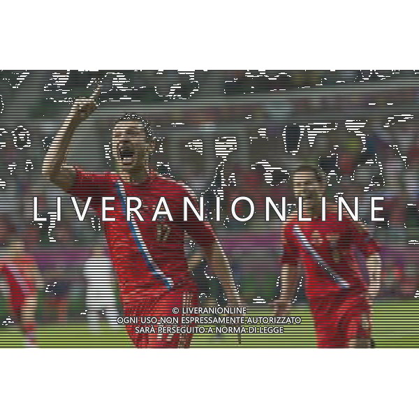 WROCLAW 08 06 2012 STADION MIEJSKI PRZY AL SLASKA 1 ARENA EURO 2012 MECZ NR 2 EURO 2012 ROSJA v CZECHY N Z ALAN DZAGOEV R ussia RADOSC PO GOL SEBASTIAN BOROWSKI Newspix.pl MUNICIPAL STADIUM WROCLAW AT AL SLASKA 1 GAME 2 OF EURO 2012 RUSSIA v CZECH REPUBLIC --- Newspix.pl /Agenzia Aldo Liverani Sas - ITALY ONLY - Russia - Repubblica Ceca Campionati Europei UEFA 2012 Polonia/Ucraina Gruppo A Wroclaw (Polonia) 08/06/2012 *** Local Caption *** www.newspix.pl mail us: info@newspix.pl call us: 0048 022 23 22 222 --- Polish Picture Agency by Ringier Axel Springer Poland