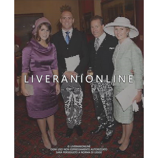 LONDON, ENGLAND - JUNE 05: (L-R) Princess Eugenie, Mike Tindall, David Linley and Serena Linley attend a reception at Guildhall on June 5, 2012 in London, England. For only the second time in its history the UK celebrates the Diamond Jubilee of a monarch. Her Majesty Queen Elizabeth II celebrates the 60th anniversary of her ascension to the throne. Thousands of wellwishers from around the world have flocked to London to witness the spectacle of the weekend\'s celebrations. ©photoshot/Agenzia Aldo Liverani Sas - ITALY ONLY - REALI INGLESI: La famiglia reale con gli invitai al ricevimento per le celebrazioni del Giubileo diamante di Sua Maesta\' la Regina Elisabetta II a Londra 5 giugno 2012