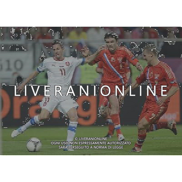 (120609) -- WARSAW, June 9, 2012 () -- Milan Petrzela (L) of the Czech Republic vies with Yuri Zhirkov of Russia (C) during their Group A match at the Euro 2012 football championships in Wroclaw, Poland, June 8, 2012. Russia won 4-1. (/Wu Wei) (jyc) ©PHOTOSHOT/Agenzia Aldo Liverani Sas - ITALY ONLY: Russia - Repubblica Ceca Campionati Europei UEFA 2012 Polonia/Ucraina Gruppo A Wroclaw (Polonia) 08/06/2012 