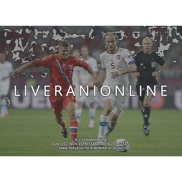 (120609) -- WROCLAW, June 9, 2012 () -- Roman Hubnik (R) of the Czech Republic vies with Igor Denisov of Russia during their Group A match at the Euro 2012 football championships in Wroclaw, Poland, June 8, 2012. Russia won 4-1. (/Wu Wei) (jyc) ©PHOTOSHOT/Agenzia Aldo Liverani Sas - ITALY ONLY: Russia - Repubblica Ceca Campionati Europei UEFA 2012 Polonia/Ucraina Gruppo A Wroclaw (Polonia) 08/06/2012 