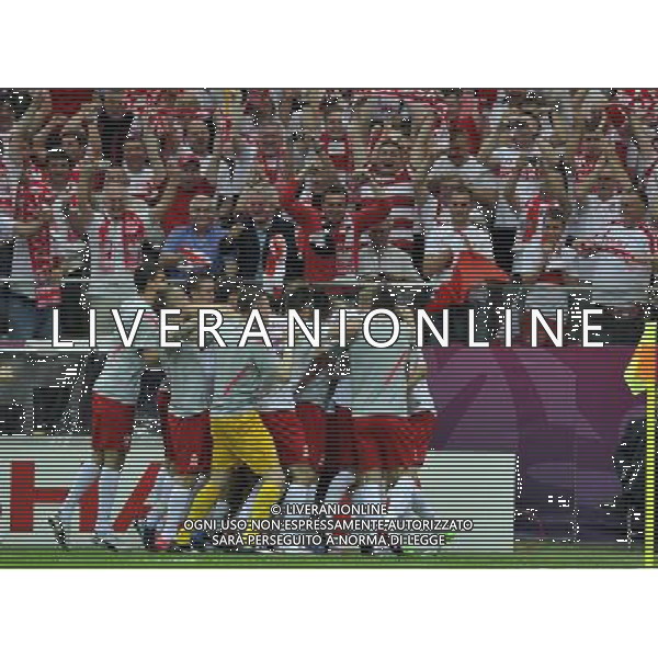 (120609) -- WARSAW, June 9, 2012 () -- Players of Poland celebrates after scoring during the Group A match against Greece at the Euro 2012 football championship in Warsaw, Poland, June 8, 2012. (/Ma Ning) (jyc) ©photoshot/Agenzia Aldo Liverani Sas - ITALY ONLY: Polonia - Grecia Campionati Europei UEFA 2012 Polonia/Ucraina Gruppo A Varsavia (Polonia) 08/06/2012