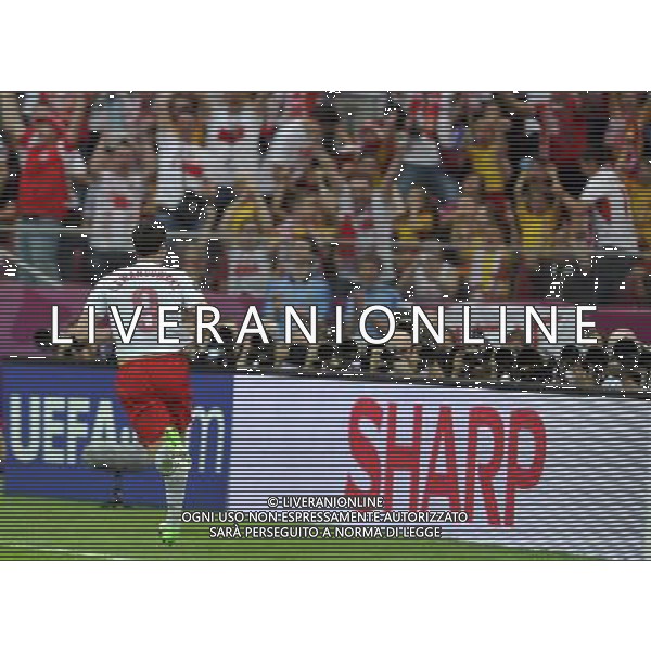 (120609) -- WARSAW, June 9, 2012 () -- Robert Lewandowski of Poland celebrates after scoring during the Group A match against Greece at the Euro 2012 football championship in Warsaw, Poland, June 8, 2012. (/Ma Ning) (jyc) ©photoshot/Agenzia Aldo Liverani Sas - ITALY ONLY: Polonia - Grecia Campionati Europei UEFA 2012 Polonia/Ucraina Gruppo A Varsavia (Polonia) 08/06/2012