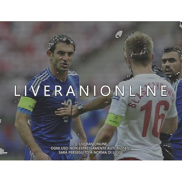 (120609) -- WARSAW, June 9, 2012 () -- Giorgos Karagounis (L) of Greece reacts during the Group A match against Poland at the Euro 2012 football championship in Warsaw, Poland, June 8, 2012. (/Ma Ning) (jyc) ©photoshot/Agenzia Aldo Liverani Sas - ITALY ONLY: Polonia - Grecia Campionati Europei UEFA 2012 Polonia/Ucraina Gruppo A Varsavia (Polonia) 08/06/2012