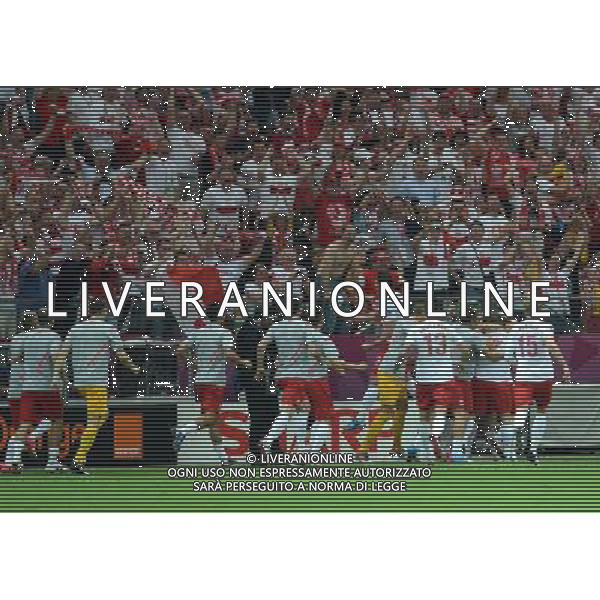 (120609) -- WARSAW, June 9, 2012 () -- Players of Poland celebrate after scoring during he Group A match against Greece at the Euro 2012 football championship in Warsaw, Poland, June 8, 2012. The match ended in a 1-1 draw. (/Liu Lihang) (jyc) ©photoshot/Agenzia Aldo Liverani Sas - ITALY ONLY: Polonia - Grecia Campionati Europei UEFA 2012 Polonia/Ucraina Gruppo A Varsavia (Polonia) 08/06/2012