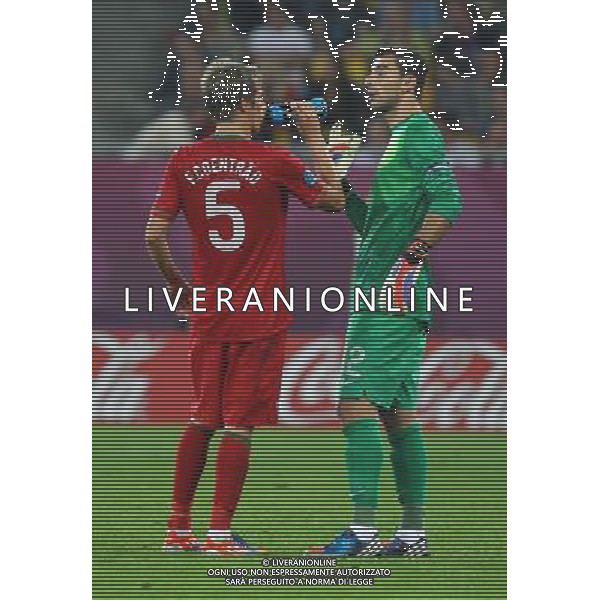 09.06.2012, LWOW, PILKA NOZNA, FOOTBALL, MISTRZOSTWA EUROPY W PILCE NOZNEJ, EURO 2012, FOOTBALL EUROPEAN CHAMPIONSHIP, NIEMCY - PORTUGALIA, GERMANY - PORTUGAL, FABIO COENTRAO, RUI PATRICIO (POR) , FOT. TOMASZ JASTRZEBOWSKI / FOTO OLIMPIK/NEWSPIX.PL --- Newspix.pl *** Local Caption *** www.newspix.pl mail us: info@newspix.pl call us: 0048 022 23 22 222 --- Polish Picture Agency by Ringier Axel Springer Poland