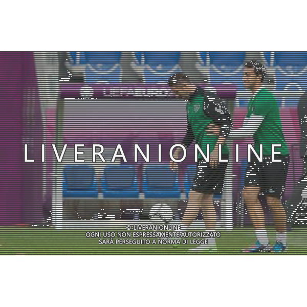 09.06.2012. POZNAN, STADION MIEJSKI. (UEFA EURO 2012 POLAND UKRAINE) MISTRZOSTWA EUROPY W PILCE NOZNEJ. TRENING OTWARTY REPREZENTACJI IRLANDII GRUPA C (TRAINING OF THE REPUBLIC OF IRELAND NATIONAL TEAM POOL C). NZ/ ROBBIE KEANE, STEPHEN KELLY FOT. JAKUB KACZMARCZYK / PRESSFOCUS NEWSPIXPL --- Newspix.pl AG ALDO LIVERANI S A S ONLY ITALY *** Local Caption *** www.newspix.pl mail us: info@newspix.pl call us: 0048 022 23 22 222 --- Polish Picture Agency by Ringier Axel Springer Poland