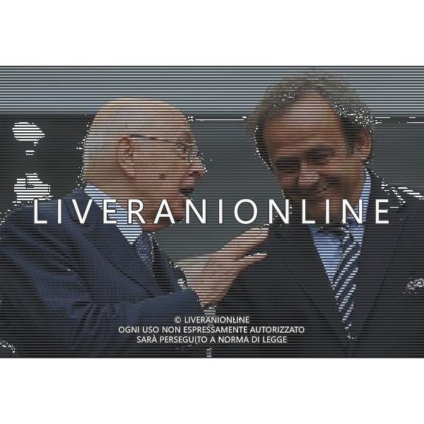 Campionati Europei UEFA 2012 Polonia/Ucraina Gruppo C Danzica (Polonia) - 10.06.2012 Spagna-Italia Nella Foto:napolitano platini /Ph.Vitez-Ag. Aldo Liverani