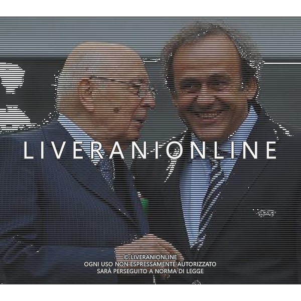 Campionati Europei UEFA 2012 Polonia/Ucraina Gruppo C Danzica (Polonia) - 10.06.2012 Spagna-Italia Nella Foto:napolitano platini /Ph.Vitez-Ag. Aldo Liverani